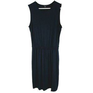 J JILL Dress Size Medium Black Gathered Waist Sleeveless Stretch Rayon Spandex